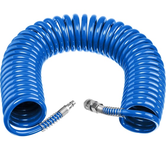 Шланг воздушный спиральный с фитингами рапид 20 м, 8х12 мм, 15 бар, ЗУБР Професиионал