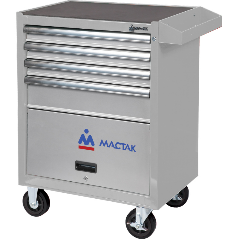 МАСТАК Тележка инструментальная серии «ОПТИМА», 4 полки и отсек, серая 522-04581MG