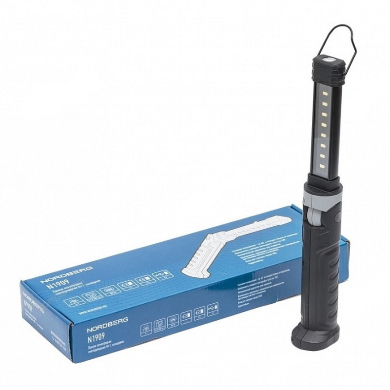 Лампа светодиодная 8+1, складная, аккумуляторная NORDBERG 1909